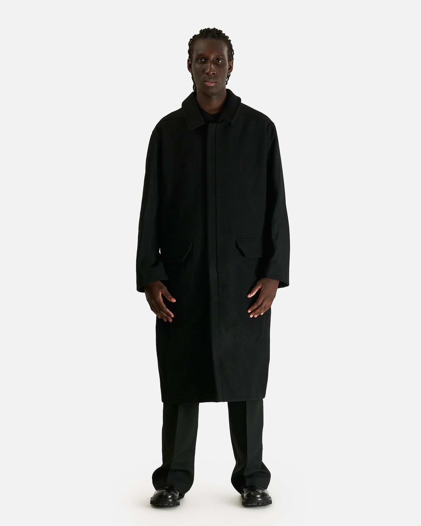 Rick Owens Men's Coat Jumbo Mac in Black