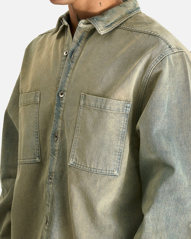 Rick Owens DRKSHDW Men's Shirts Jumbo Outershirt in Mineral Pearl