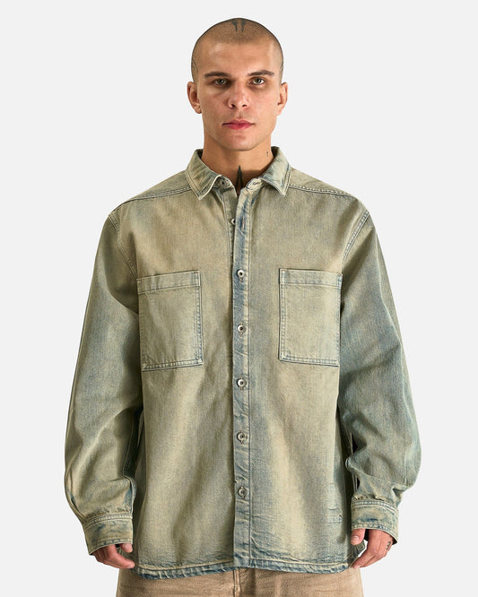 Rick Owens DRKSHDW Men's Shirts Jumbo Outershirt in Mineral Pearl