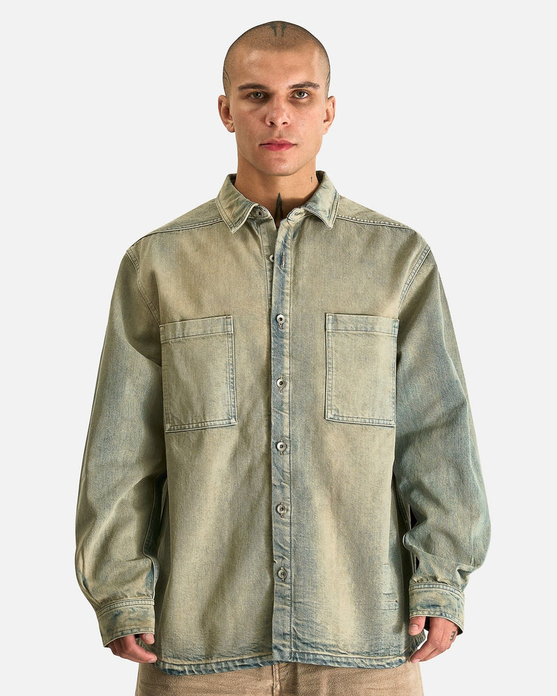 Rick Owens DRKSHDW Men's Shirts Jumbo Outershirt in Mineral Pearl