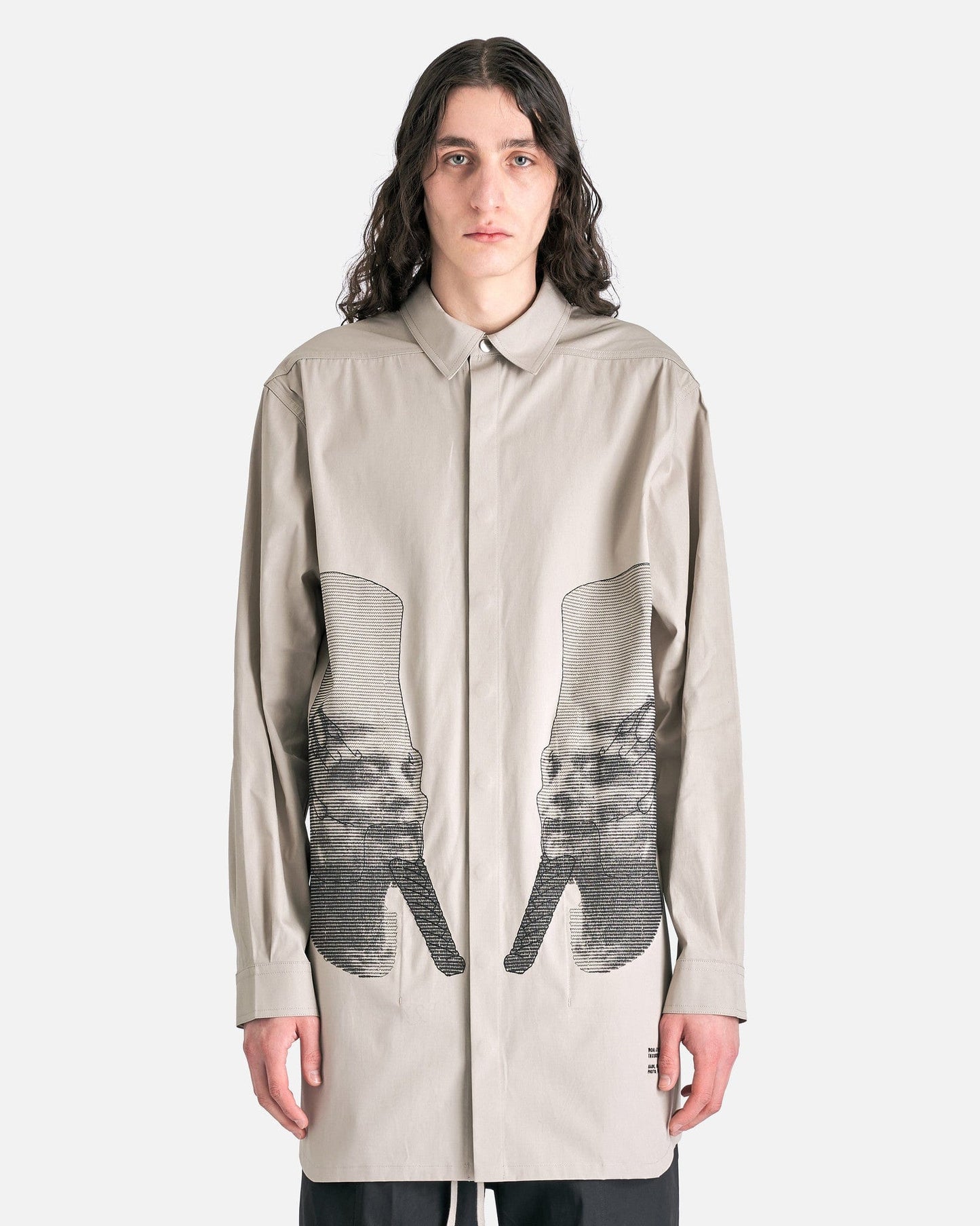 Rick Owens Men's Jackets Jumbo Outershirt in Pearl/Black
