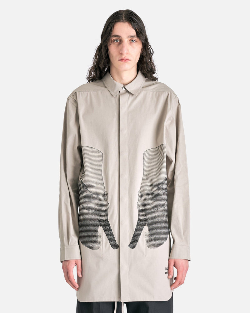Rick Owens Men's Jackets Jumbo Outershirt in Pearl/Black
