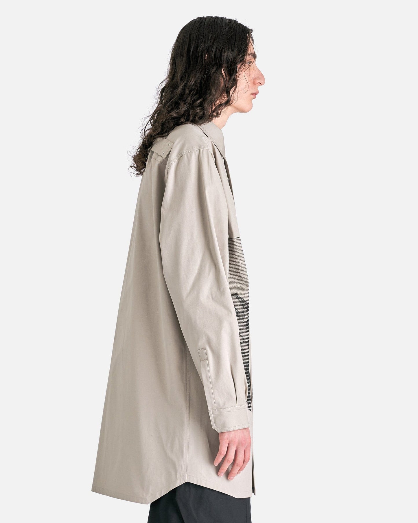 Rick Owens Men's Jackets Jumbo Outershirt in Pearl/Black