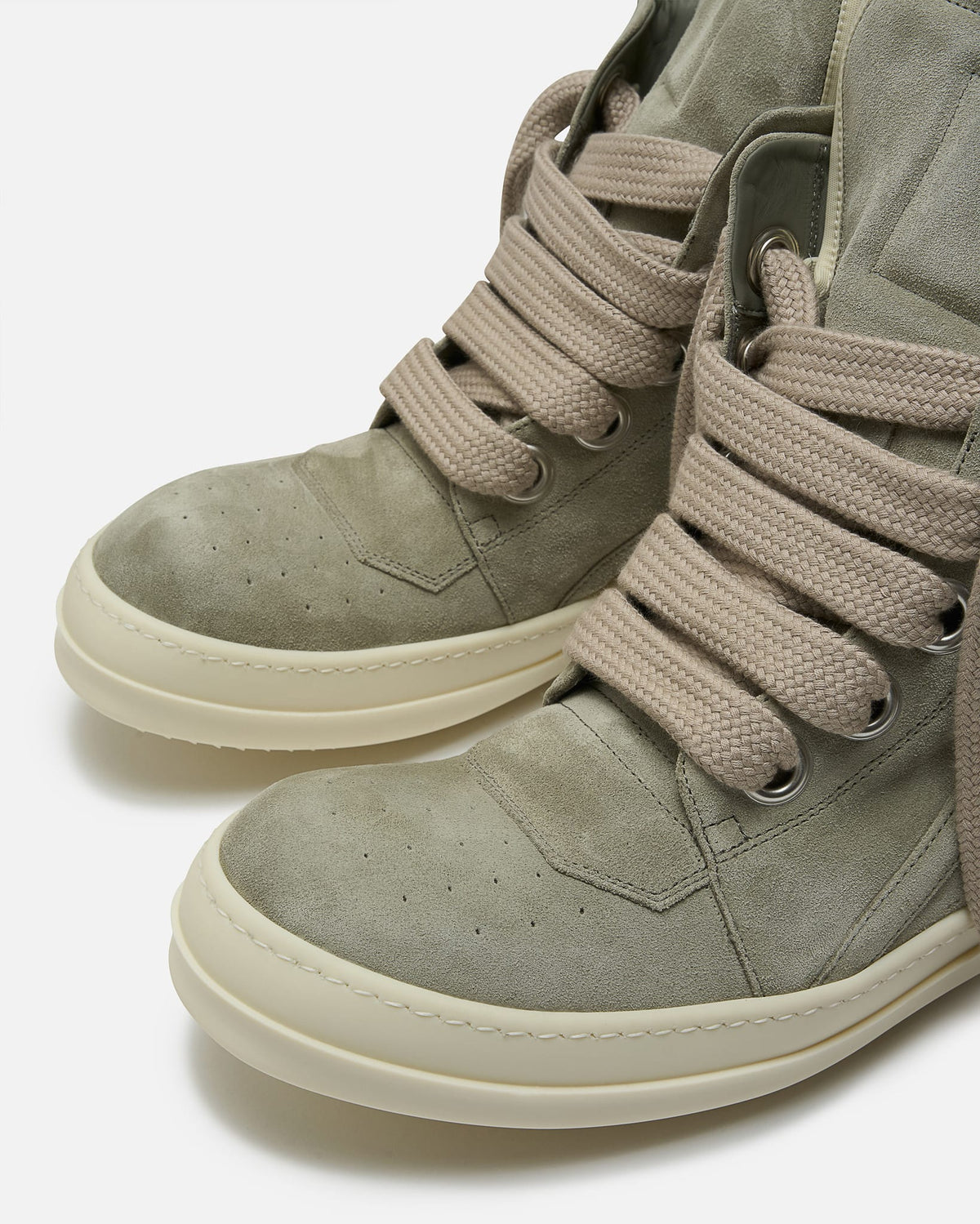 Rick Owens Men's Sneakers Jumbolace Geobasket in Dark Pearl/Milk