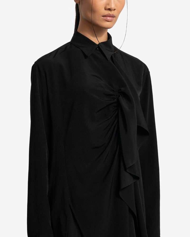 Y's by Yohji Yamamoto Women Tops KA-Front Gathered Blouse in Black