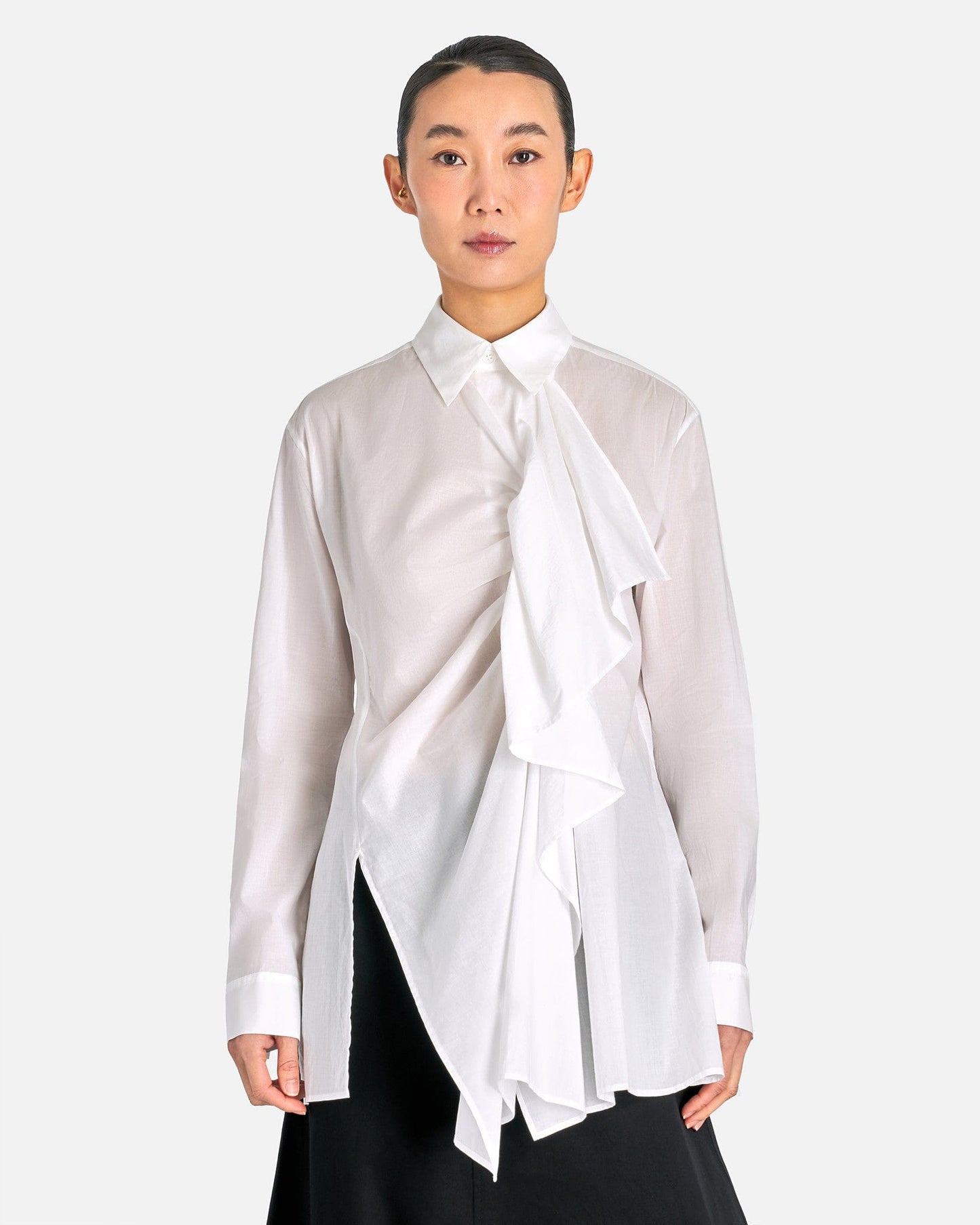 Y's by Yohji Yamamoto Women Tops KA-Gathered Front B in White