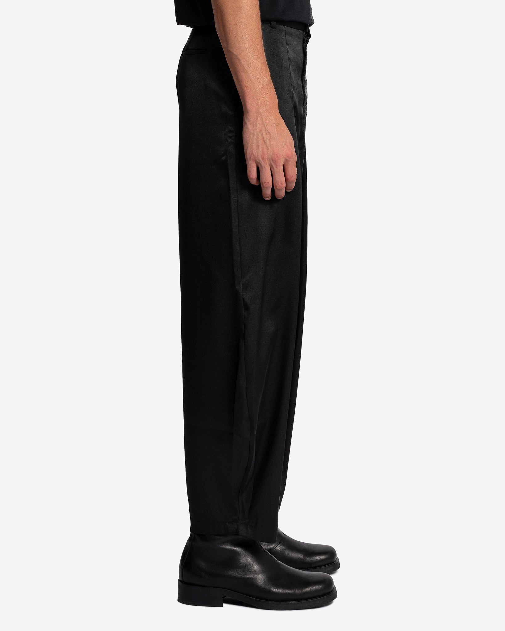 Edward Cuming Men's Pants Kickout Drape Trousers in Black