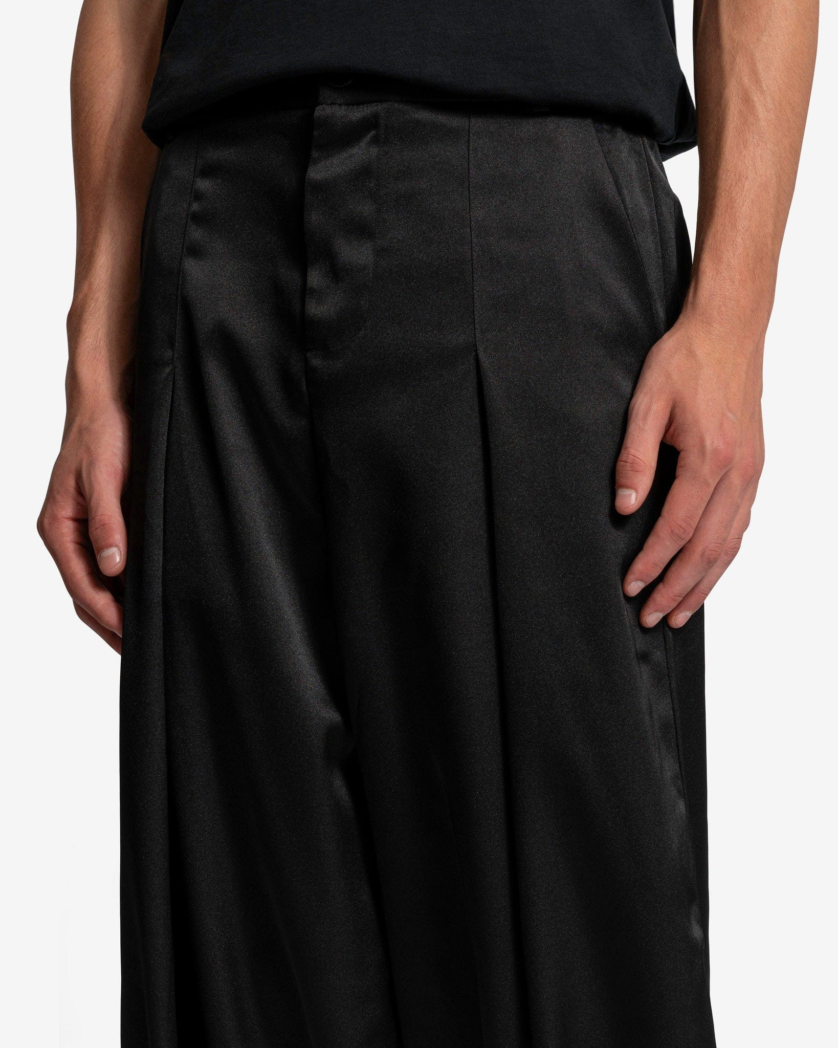 Edward Cuming Men's Pants Kickout Drape Trousers in Black