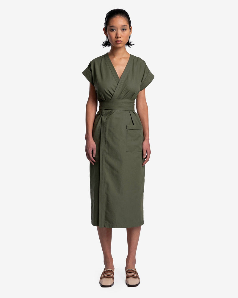 Kimono Midi Dress in Dark Khaki SVRN Kimono Midi Dress in Dark Khaki SVRN