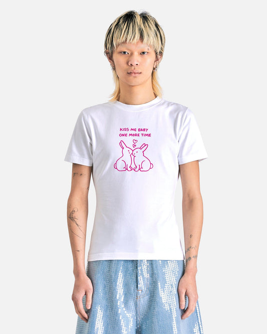VETEMENTS Women T-Shirts Kissing Bunnies Fitted T-Shirt in White