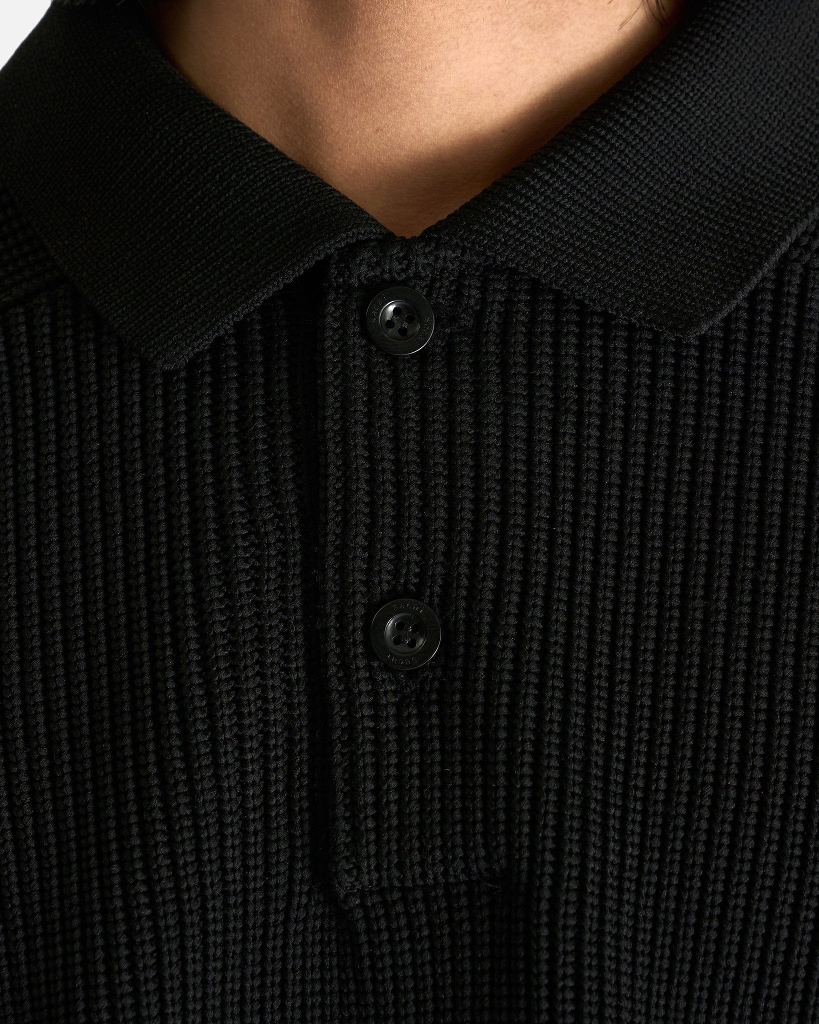 Sacai Men's Shirts Knit Polo Shirt in Black