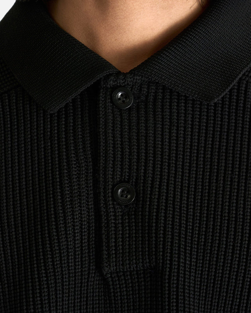 Sacai Men's Shirts Knit Polo Shirt in Black