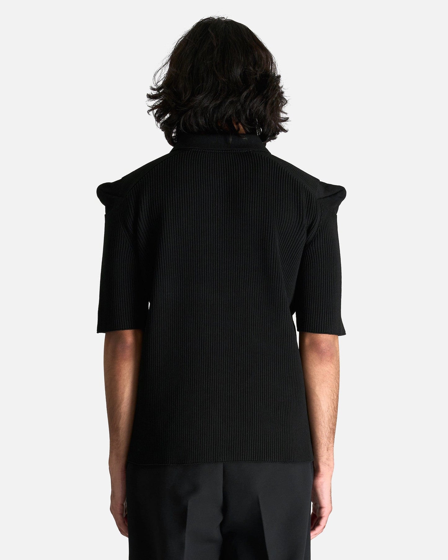 Sacai Men's Shirts Knit Polo Shirt in Black