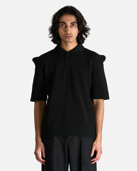 Knit Polo Shirt in Black – SVRN
