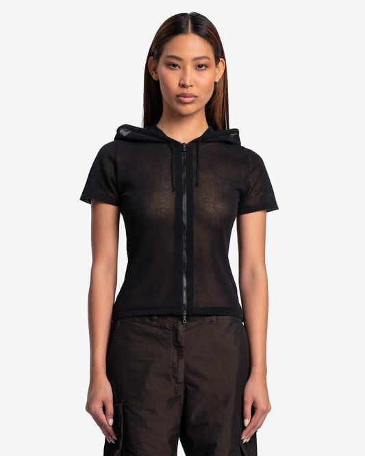 Our Legacy Women Tops Knitted Slim Hood in Shadow Black Crispy Cotton