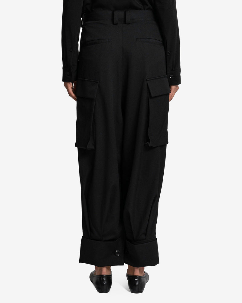 Y's by Yohji Yamamoto Women Pants Ko-Hem Cuffs Cargo Pants in Black