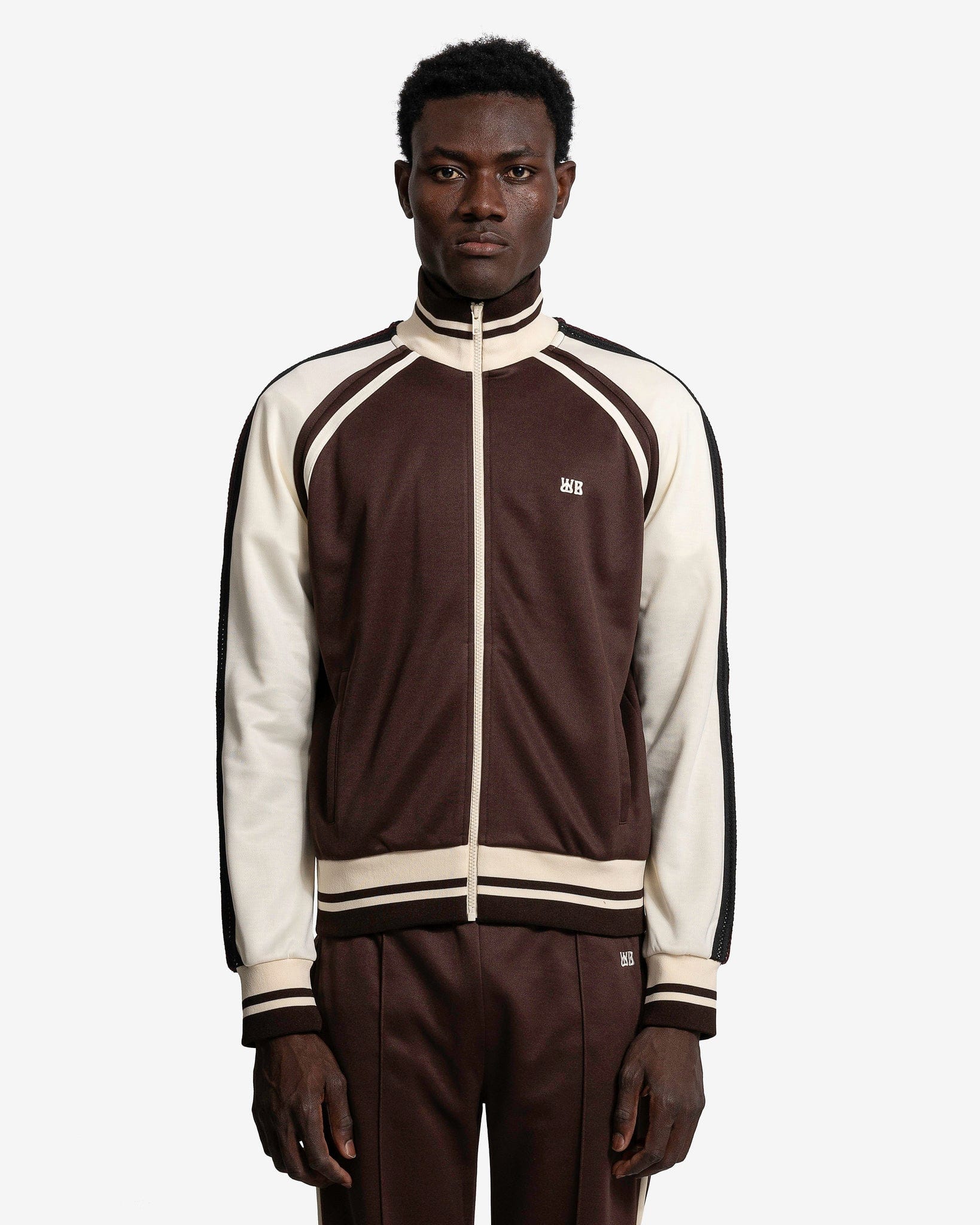 Wales Bonner Men's Jackets Kola Tracktop in Brown/Ivory