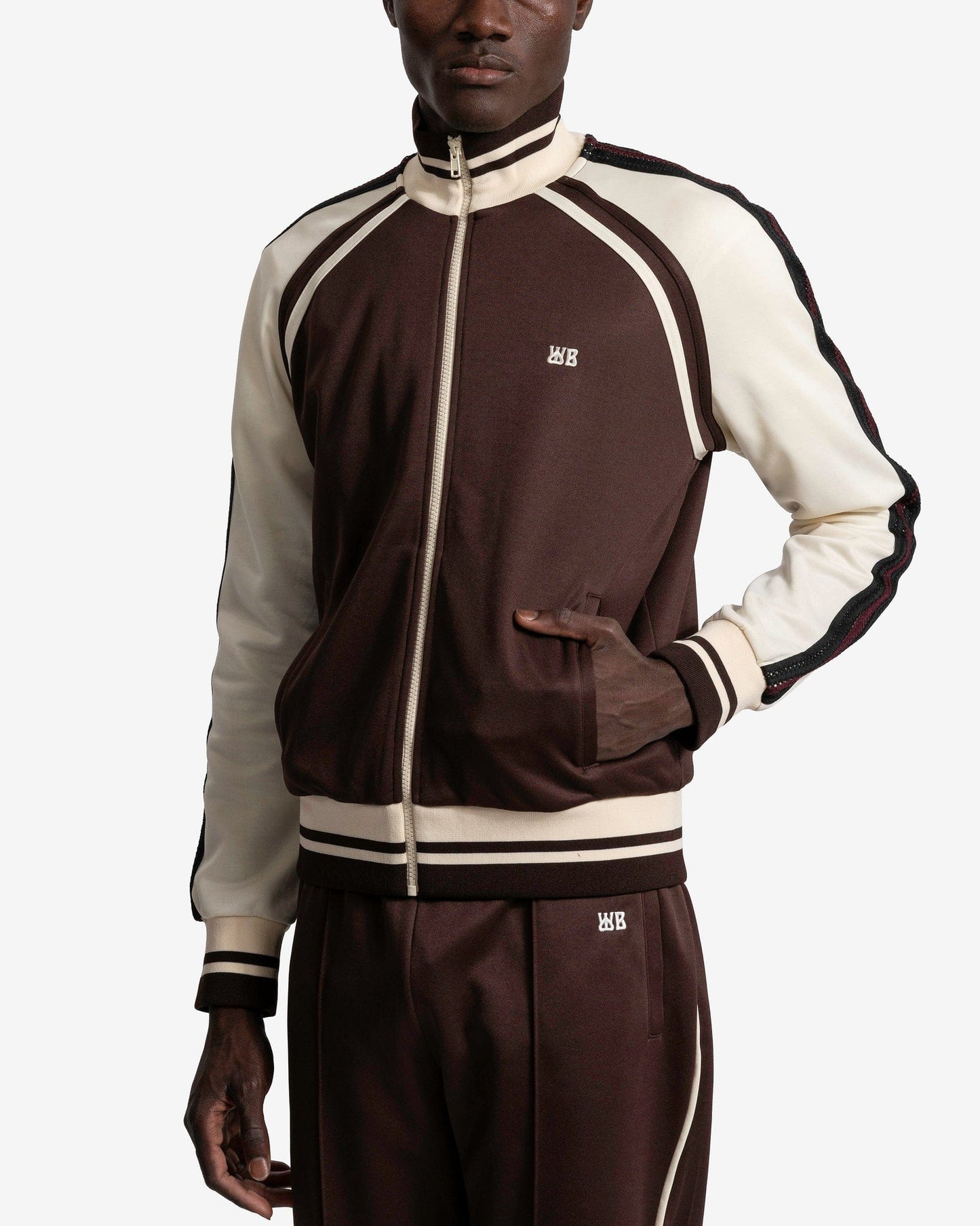 Wales Bonner Men's Jackets Kola Tracktop in Brown/Ivory