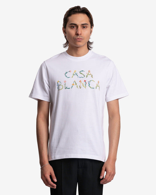 Casablanca Men's T-Shirts L'Arche Fleurie T-Shirt in White