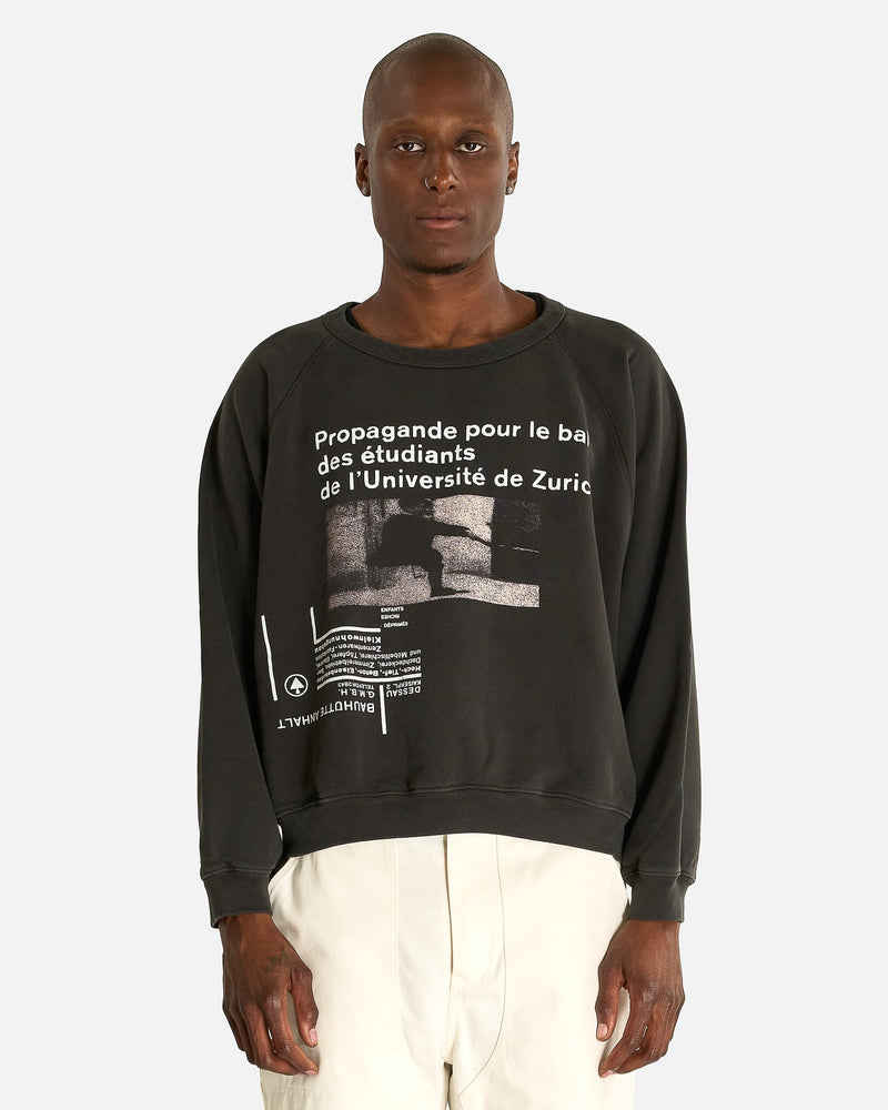Enfants Riches Deprimes Men's Sweatshirts L'Universite De Zurich Raglan Crewneck in Faded Black