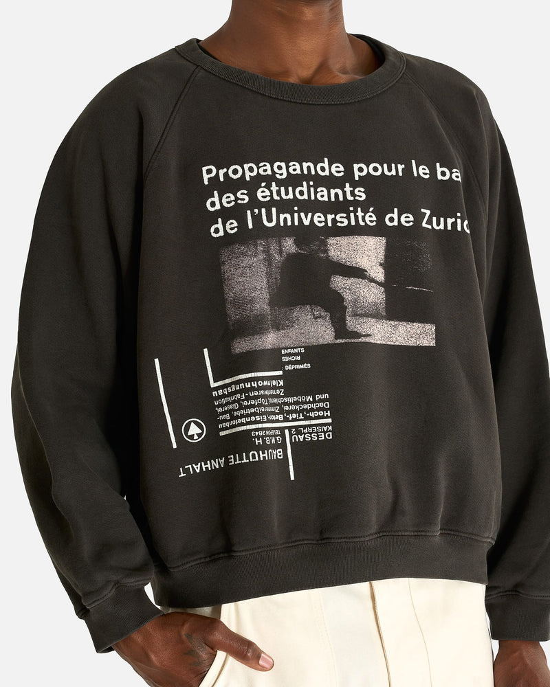 Enfants Riches Deprimes Men's Sweatshirts L'Universite De Zurich Raglan Crewneck in Faded Black