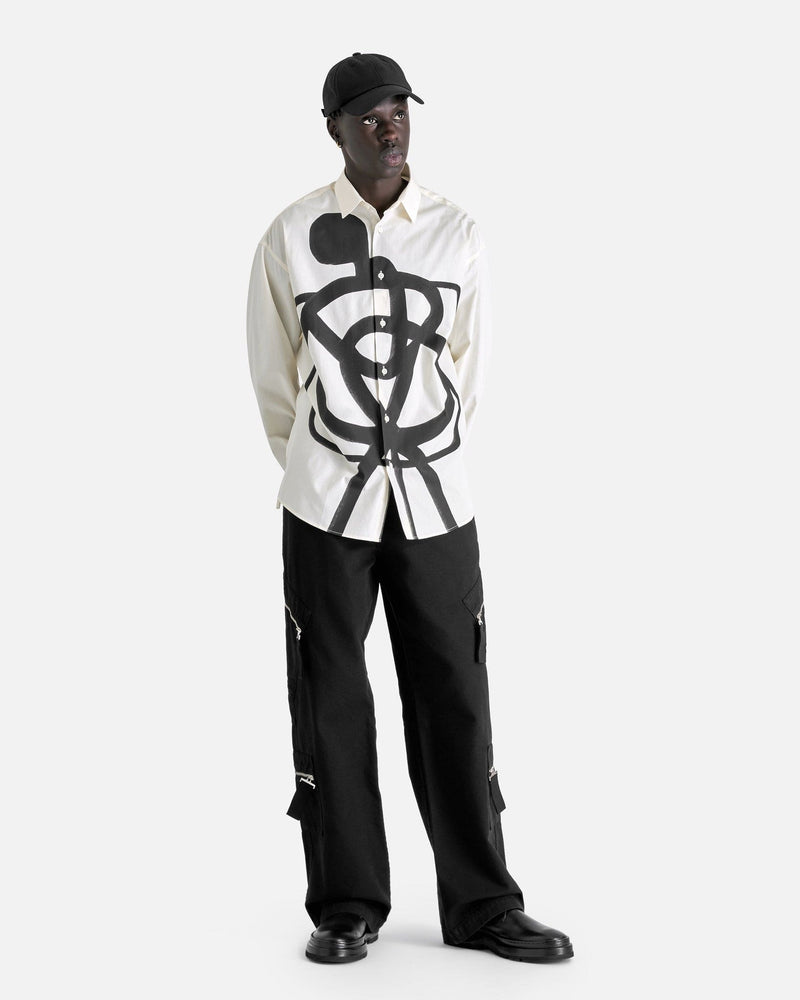 Jacquemus Men's Shirts La Chemise Simon in Black Beige SpiralMan