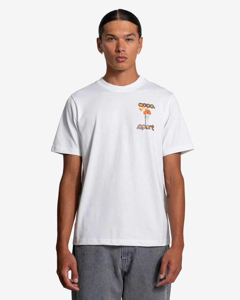 Casablanca Men's T-Shirts La Flamme Du Sport Printed T-Shirt in White