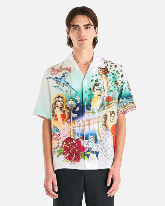 Casablanca Men's Shirts La Liaison Cuban Collar Short Sleeve Shirt in Multi