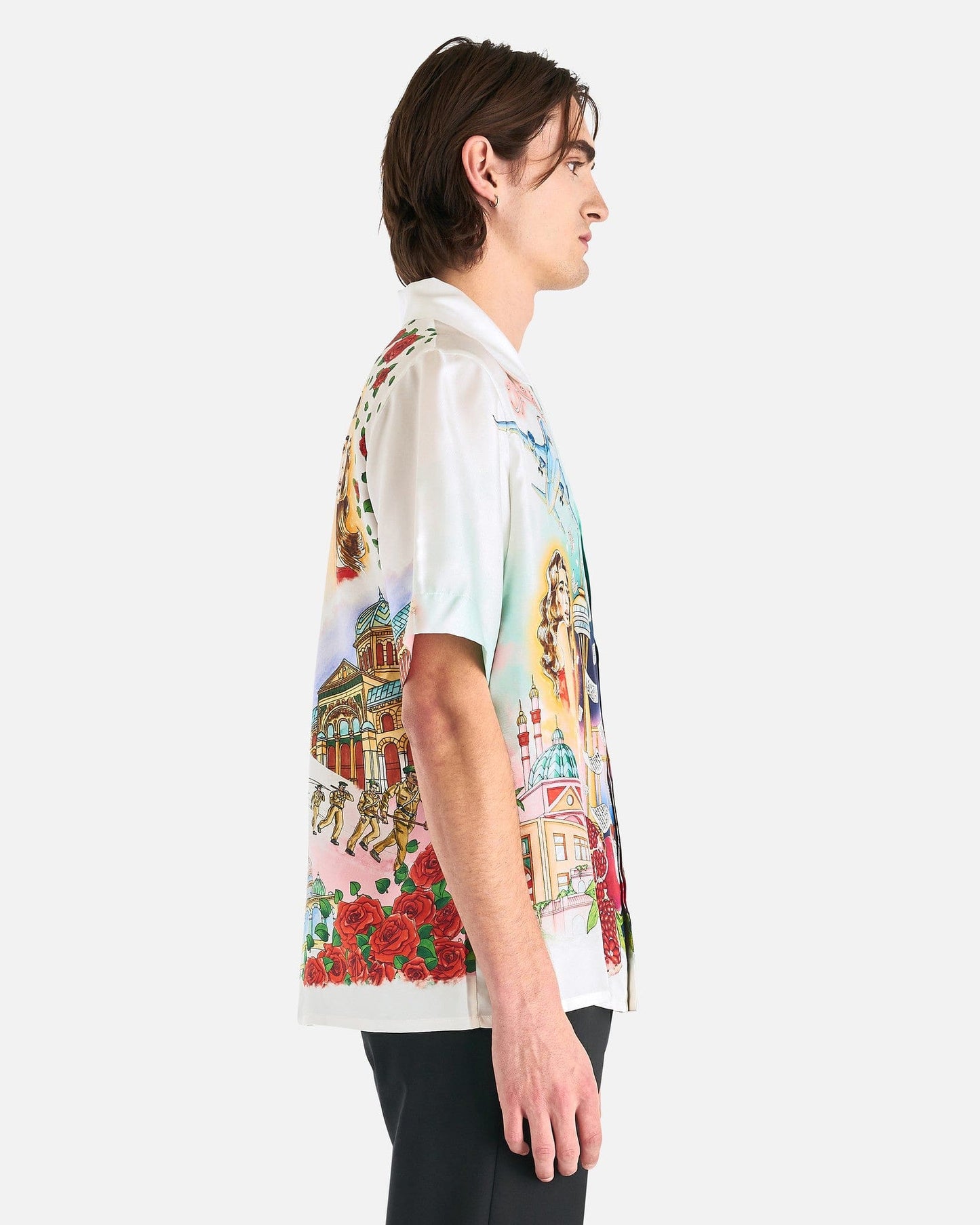 Casablanca Men's Shirts La Liaison Cuban Collar Short Sleeve Shirt in Multi