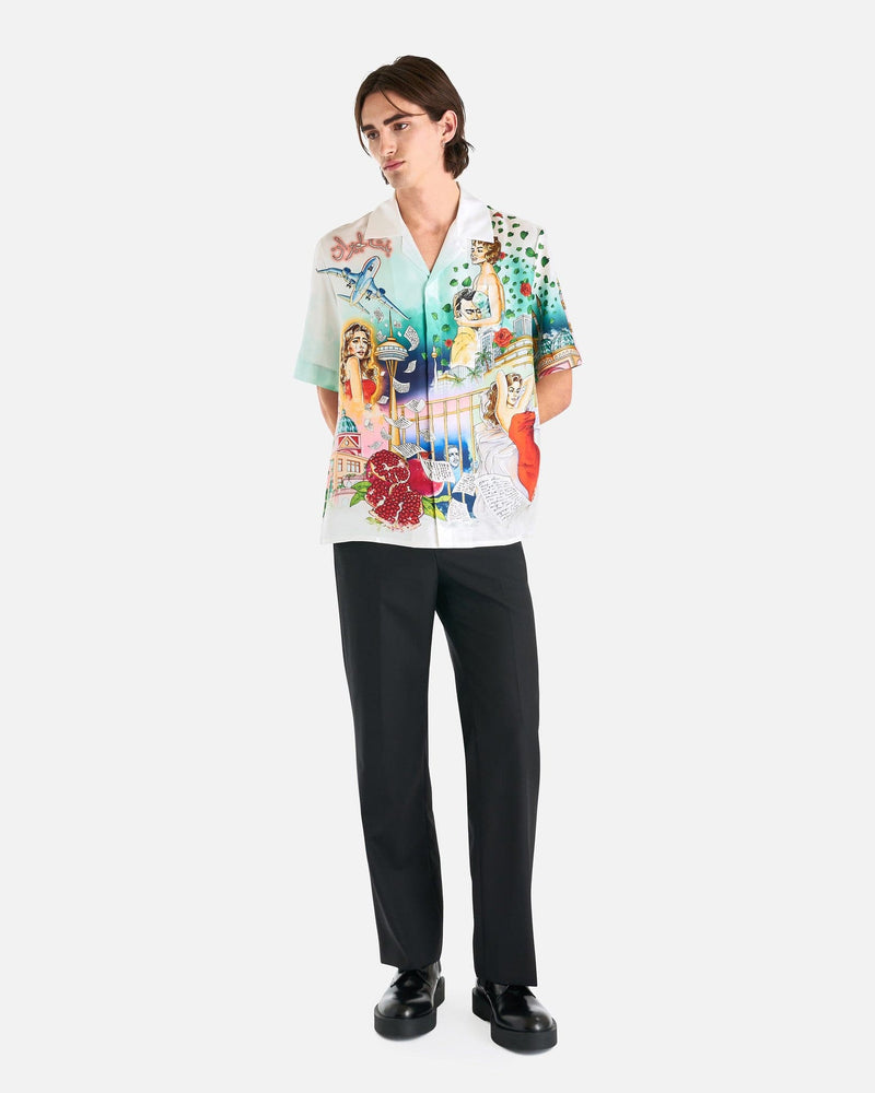 Casablanca Men's Shirts La Liaison Cuban Collar Short Sleeve Shirt in Multi
