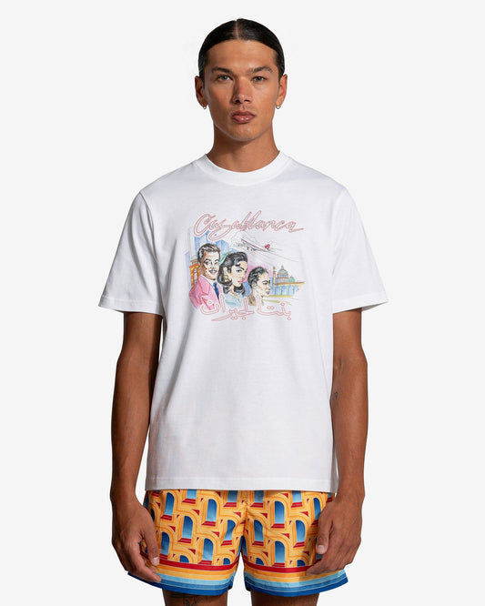 Casablanca Men's T-Shirts La Liaison Printed T-Shirt in White