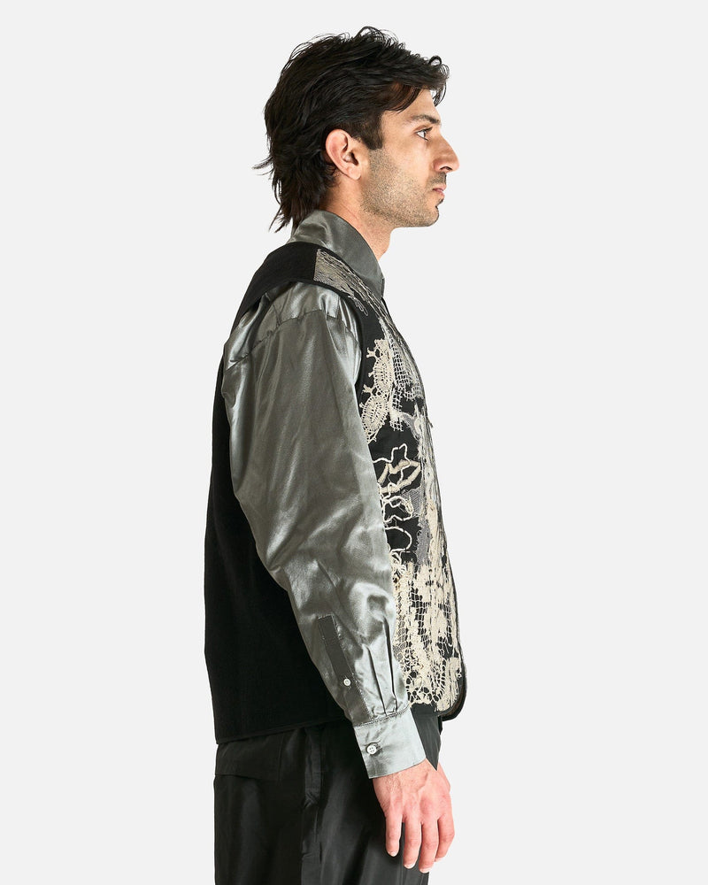 AUBERO Men's Tops M Lace Preservation Vest in Black/Ivory