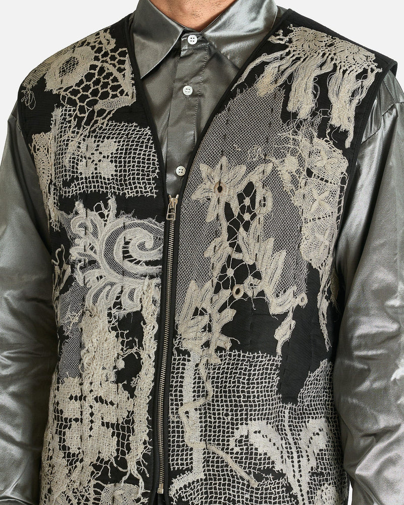 AUBERO Men's Tops M Lace Preservation Vest in Black/Ivory