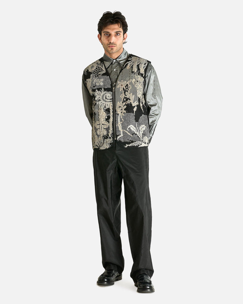 AUBERO Men's Tops M Lace Preservation Vest in Black/Ivory