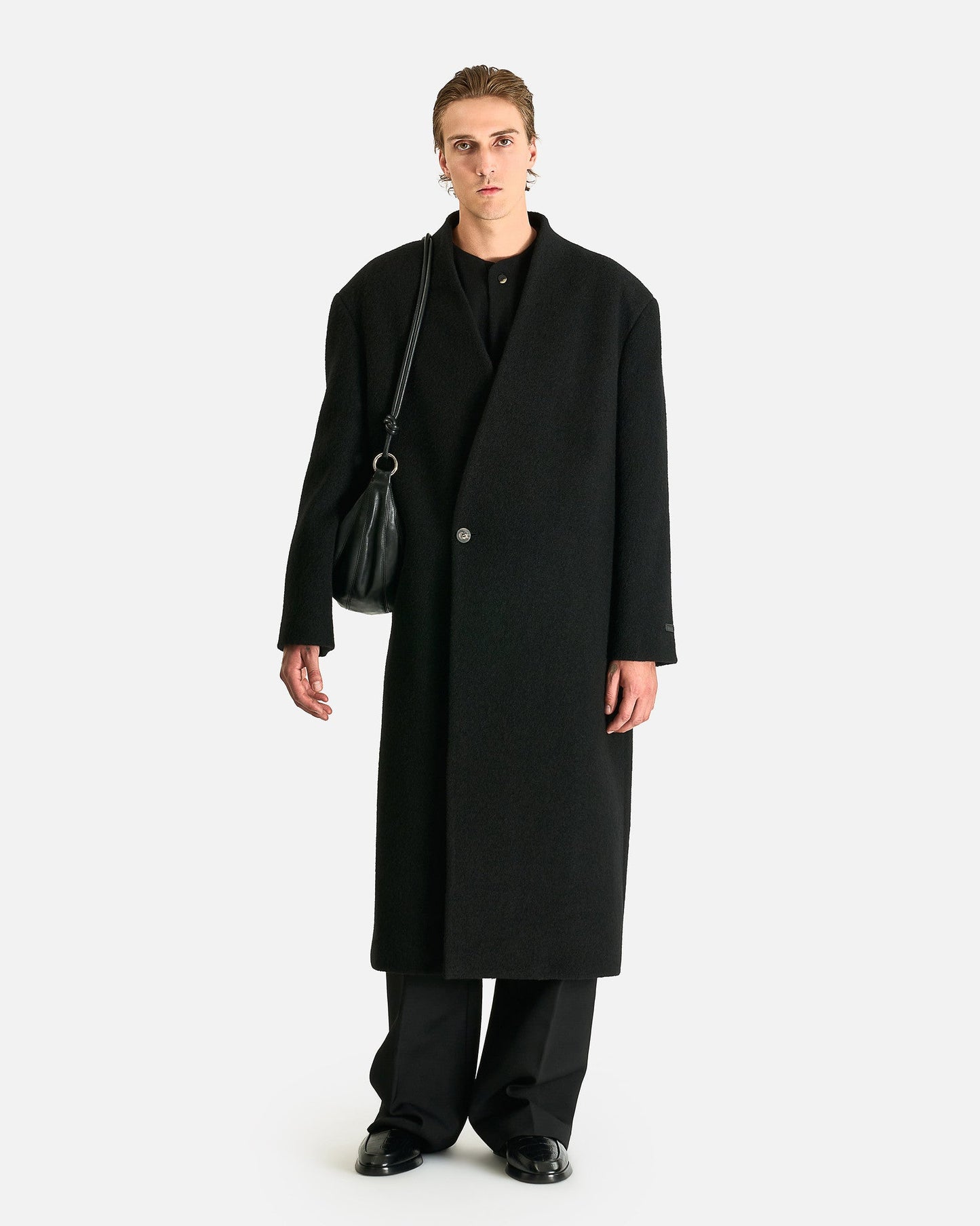 Fear of God Men's Coat Lapelless Relaxed Coat in Black