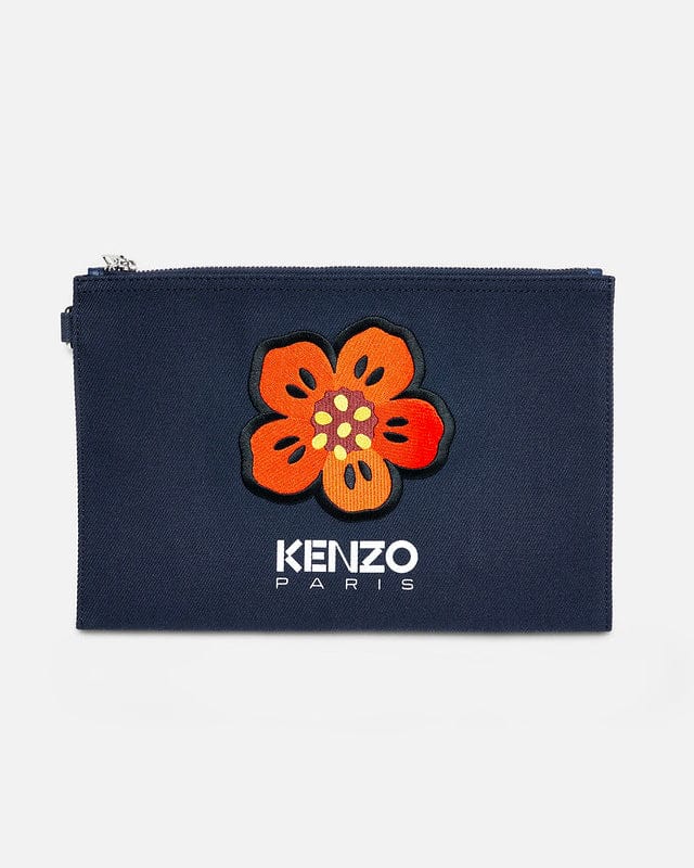 KENZO Leather Goods Large Clutch in Blue