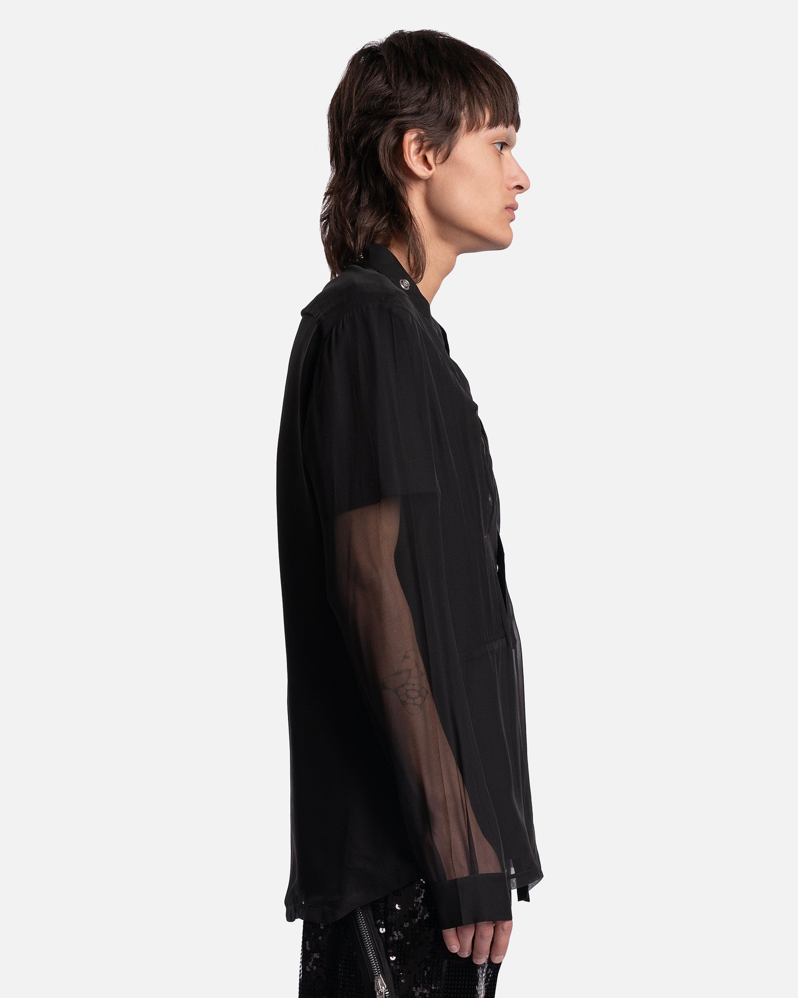 Rick Owens Men's Shirts Larry Fogpocket in Black