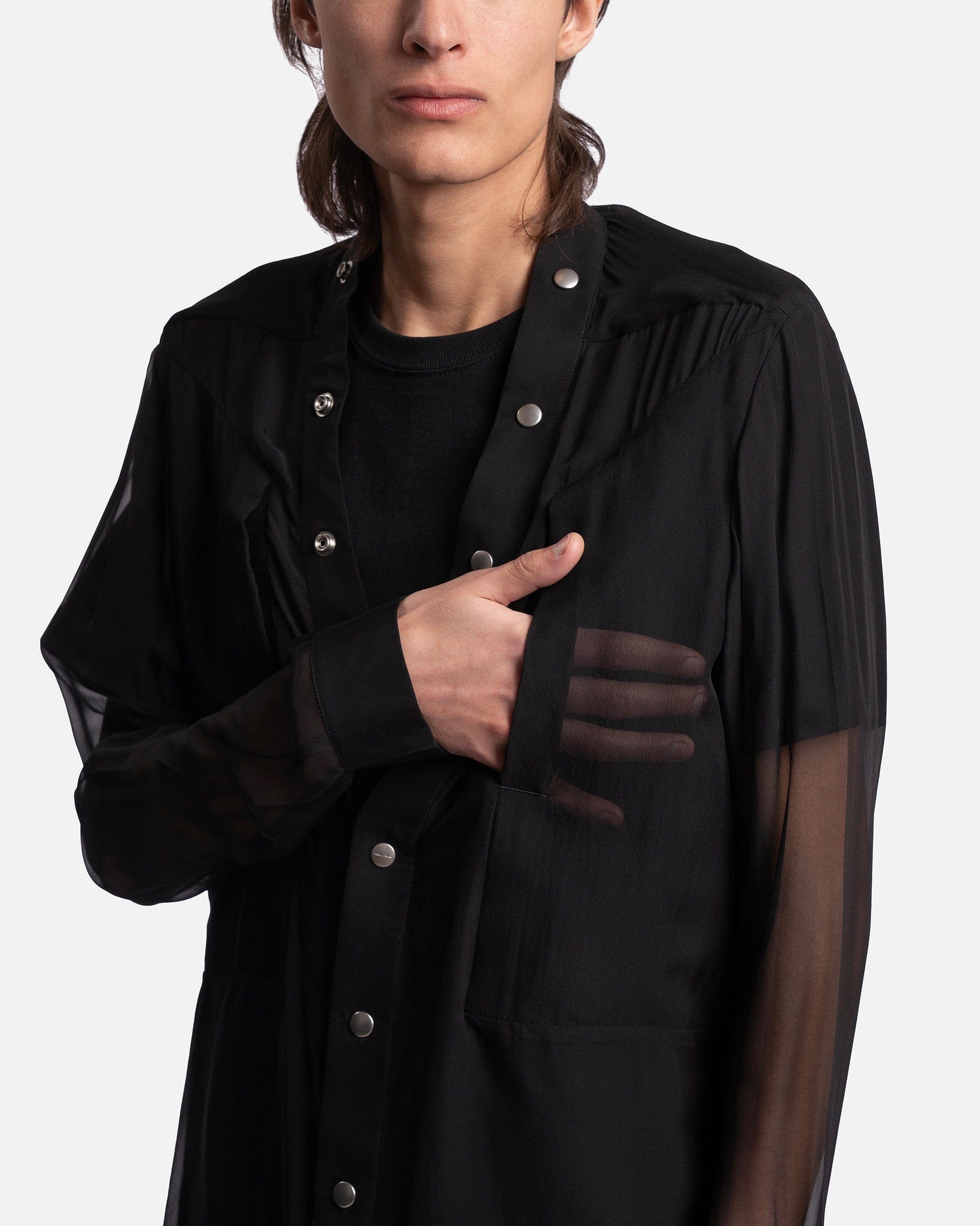 Rick Owens Men's Shirts Larry Fogpocket in Black