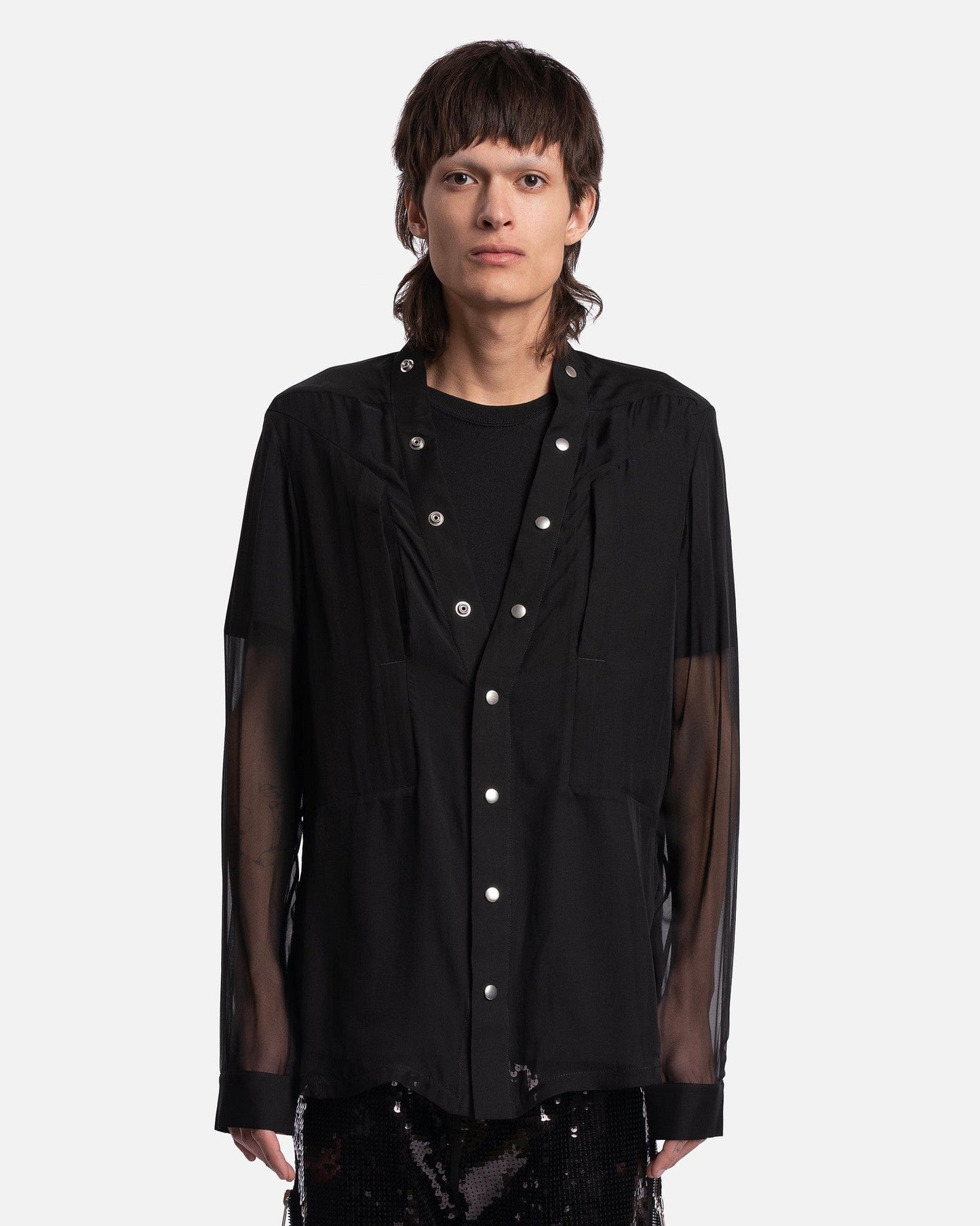 Rick Owens Men's Shirts Larry Fogpocket in Black