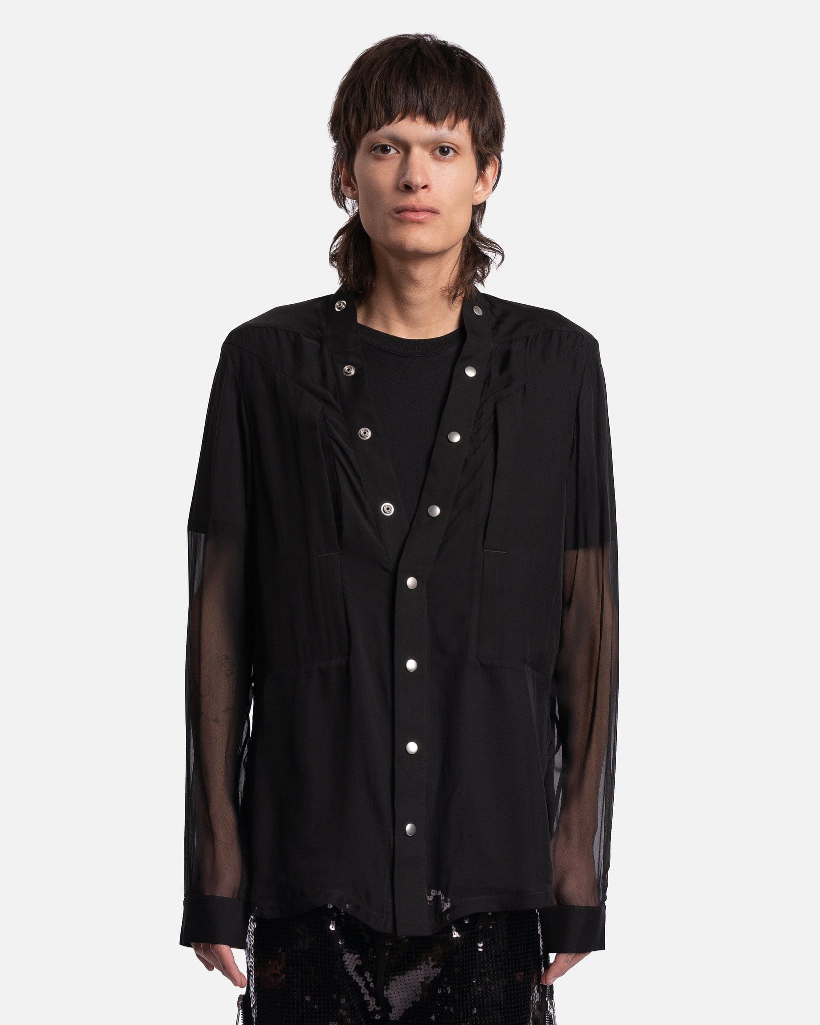 Rick Owens Men's Shirts Larry Fogpocket in Black