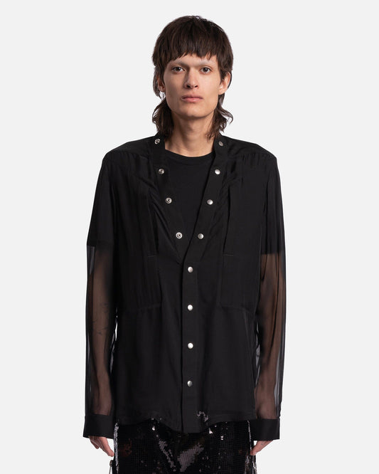 Rick Owens Men's Shirts Larry Fogpocket in Black
