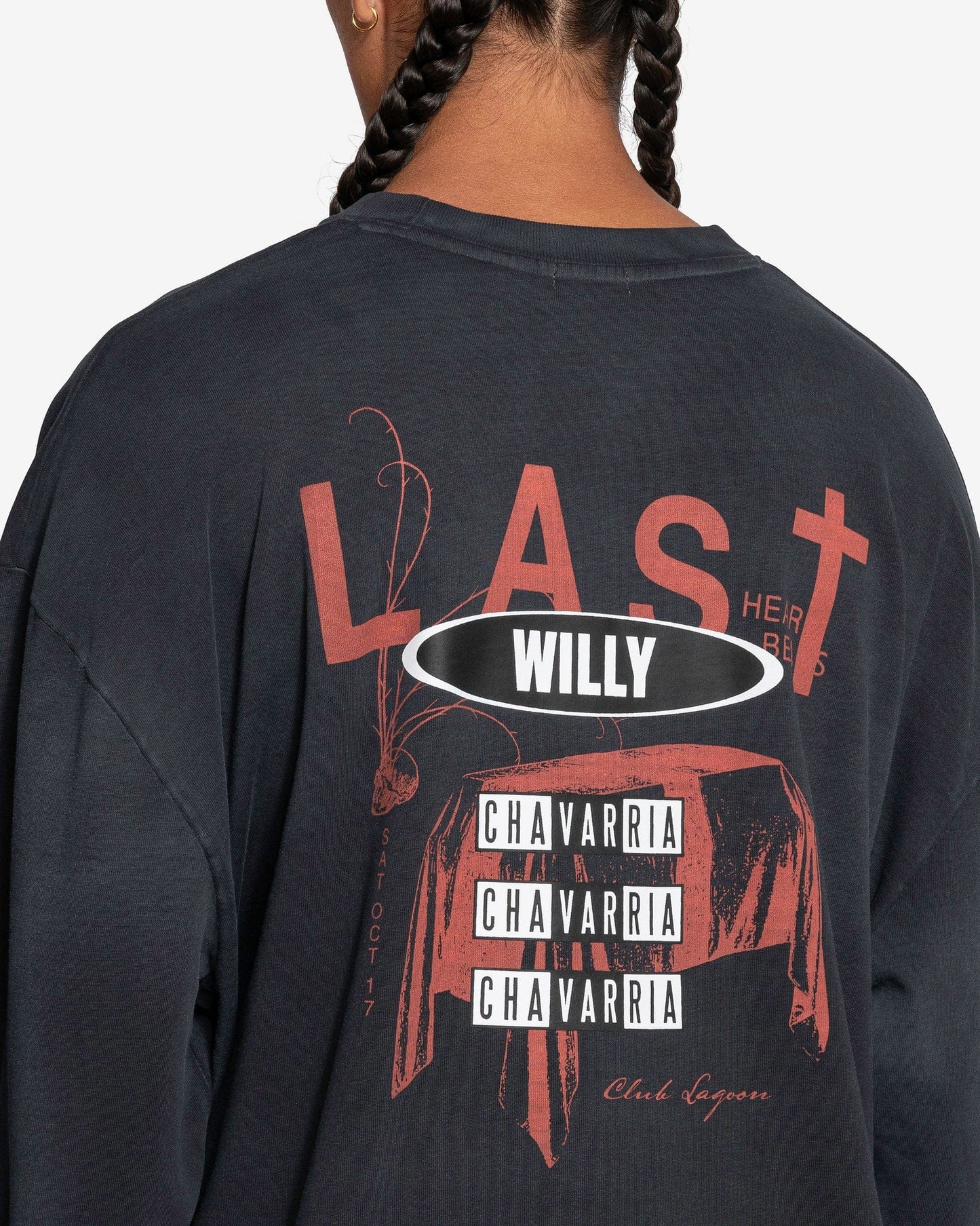 Willy Chavarria Men's T-Shirts LASTheartBEAT L/S Buffalo T-Shirt in Chemical Black