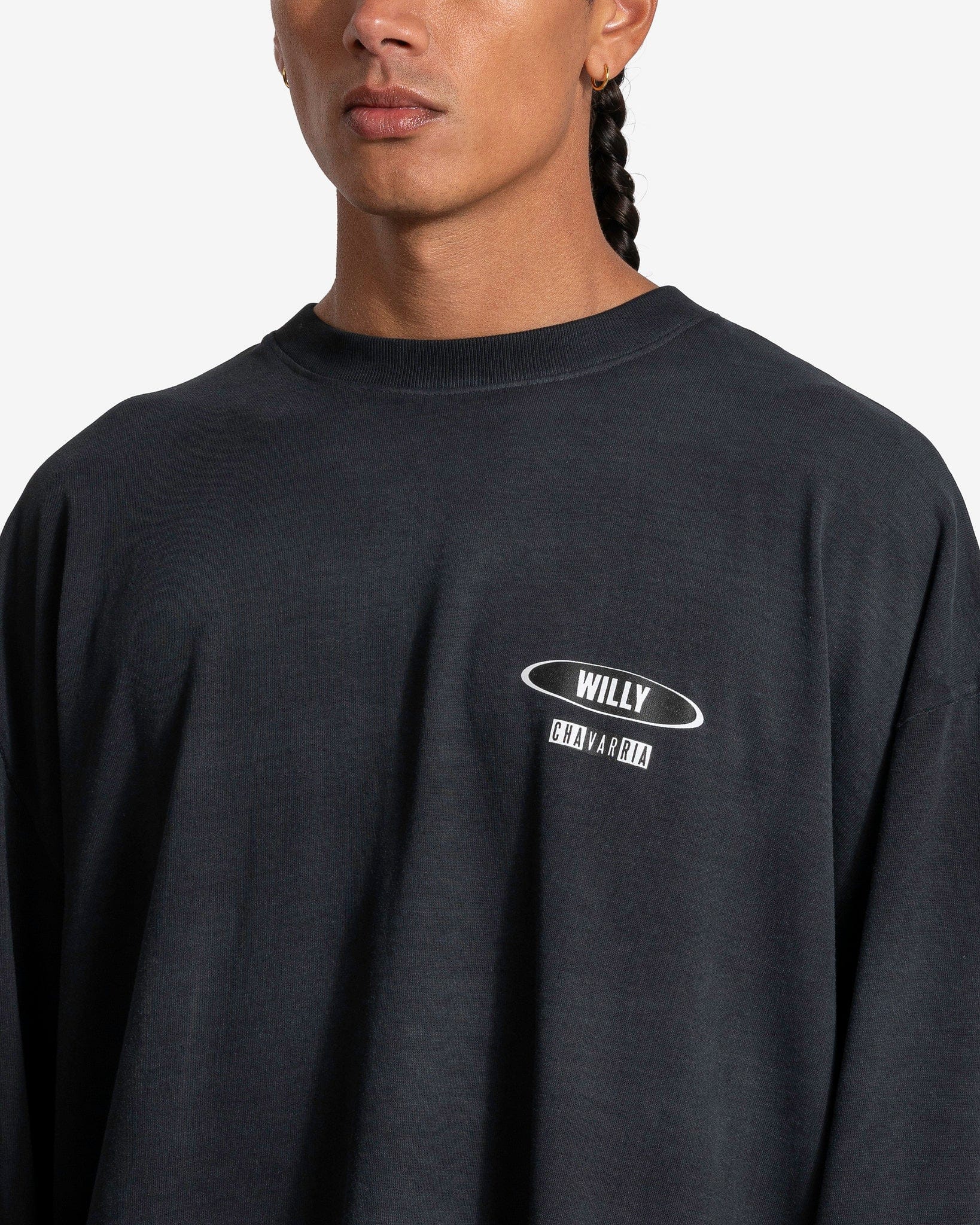Willy Chavarria Men's T-Shirts LASTheartBEAT L/S Buffalo T-Shirt in Chemical Black
