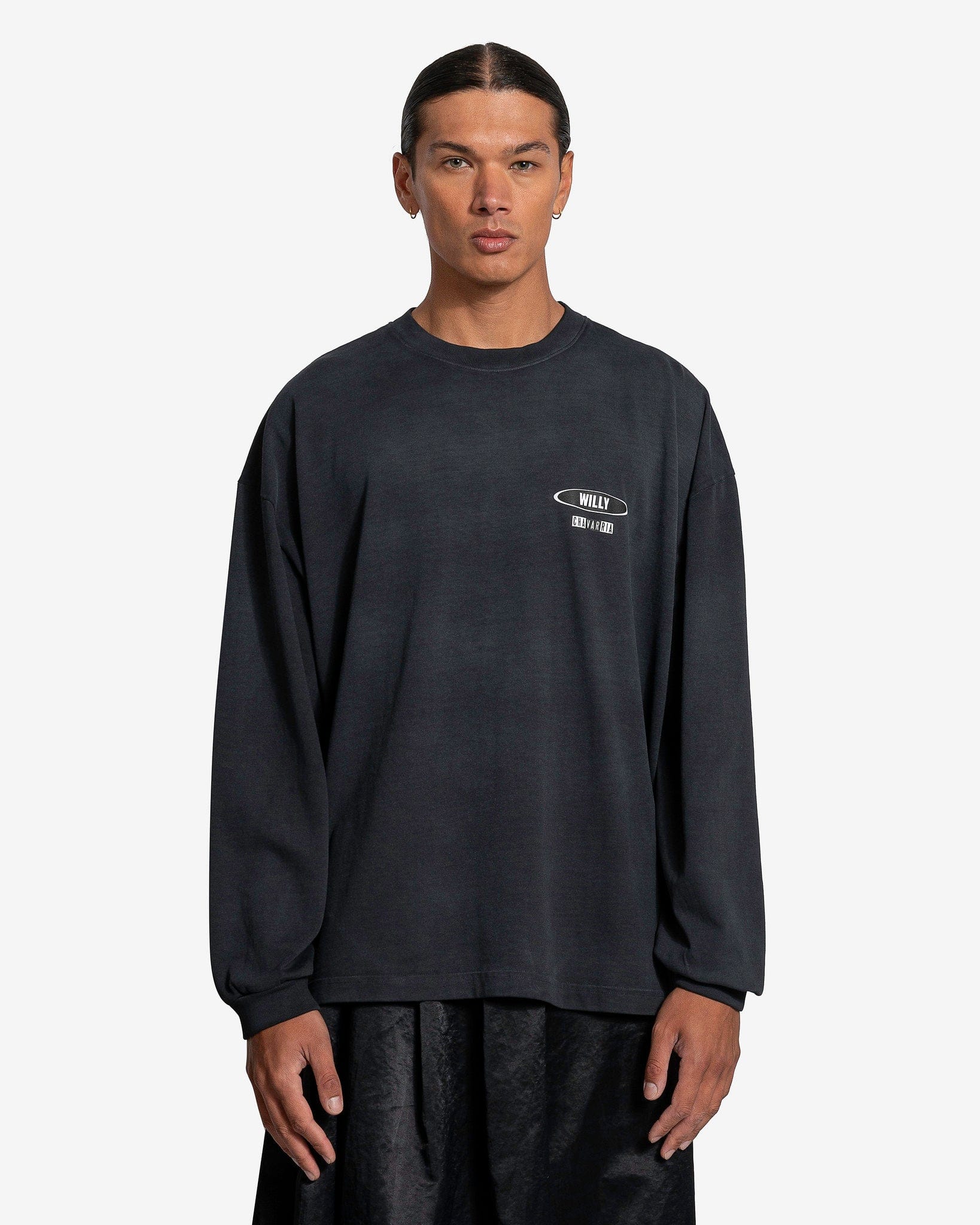 Willy Chavarria Men's T-Shirts LASTheartBEAT L/S Buffalo T-Shirt in Chemical Black