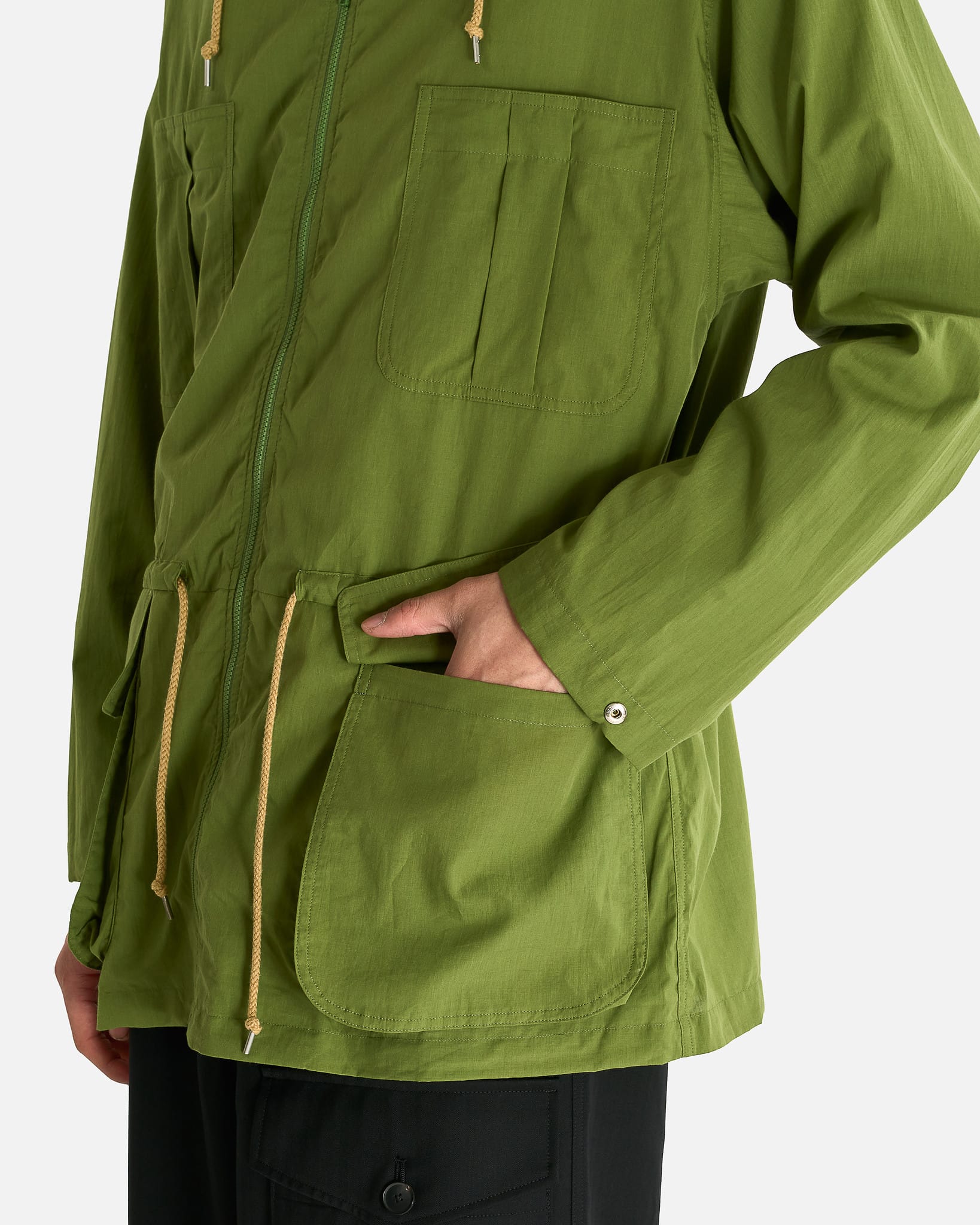 Auralee Men's Jackets Lawn Hooded Blouson in Dusty Green