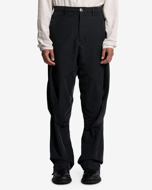 JiyongKim Men's Pants Layered Draped Trousers in Black