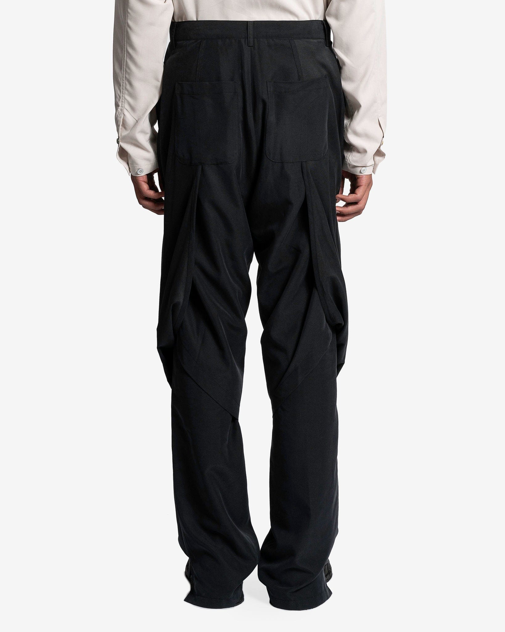JiyongKim Men's Pants Layered Draped Trousers in Black