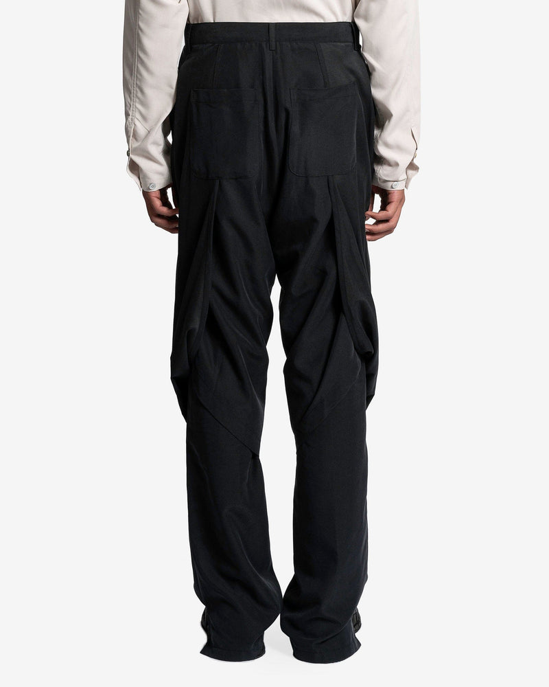 JiyongKim Men's Pants Layered Draped Trousers in Black