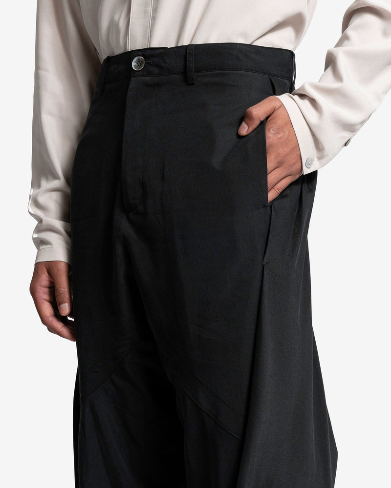 JiyongKim Men's Pants Layered Draped Trousers in Black