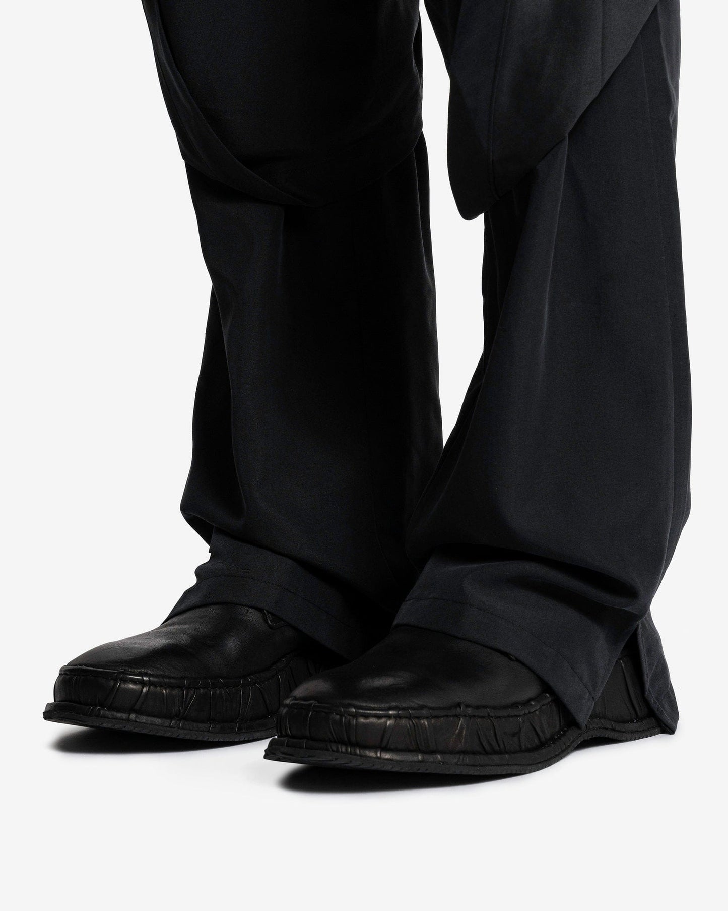 JiyongKim Men's Pants Layered Draped Trousers in Black